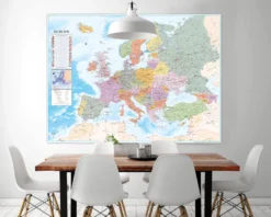 Europakarte XXL Poster Flaggen Englisch 135 x 100 cm