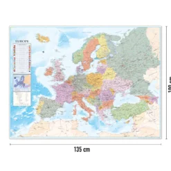 Europakarte XXL Poster Flaggen Englisch 135 x 100 cm