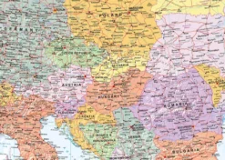 Europakarte XXL Poster Flaggen Englisch 135 x 100 cm