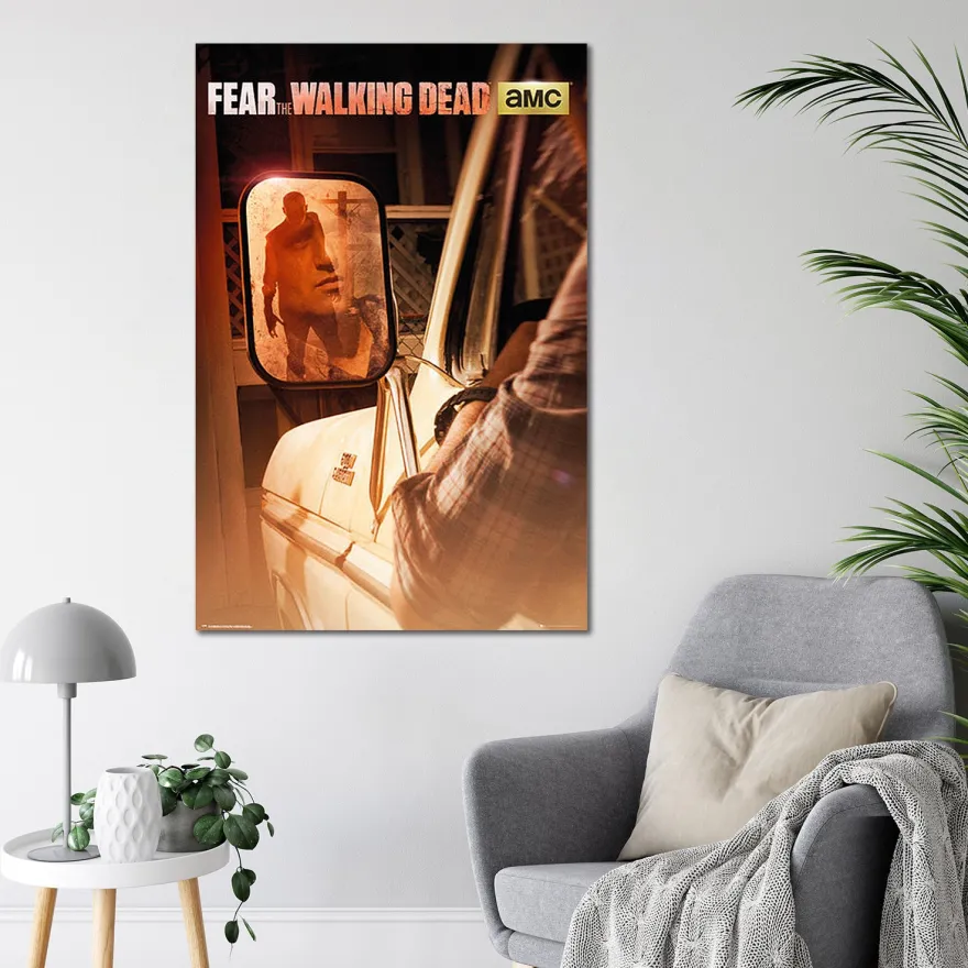 Fear The Walking Dead Poster Zombie im Rückspiegel