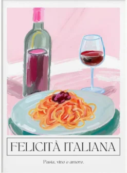 Felicitá Italiana | Pasta Vino e Amore Poster Kunstdruck in verschiedenen Größen by Ohkimiko