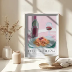 Felicitá Italiana | Pasta Vino e Amore Poster Kunstdruck in verschiedenen Größen by Ohkimiko