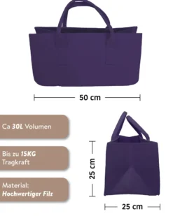 Filztasche Kaminholz Aubergine Tragetasche, Felt Bag
