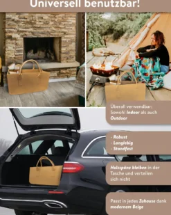 Filztasche Kaminholz Beige Tragetasche, Felt Bag