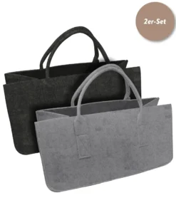 Filztasche Kaminholz 2-er Set anthrazit & hellgrau