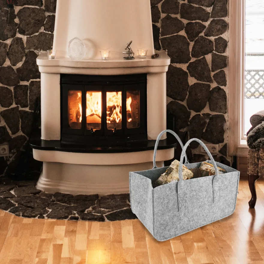 Filztasche Kaminholz Hellgrau Tragetasche, Felt Bag