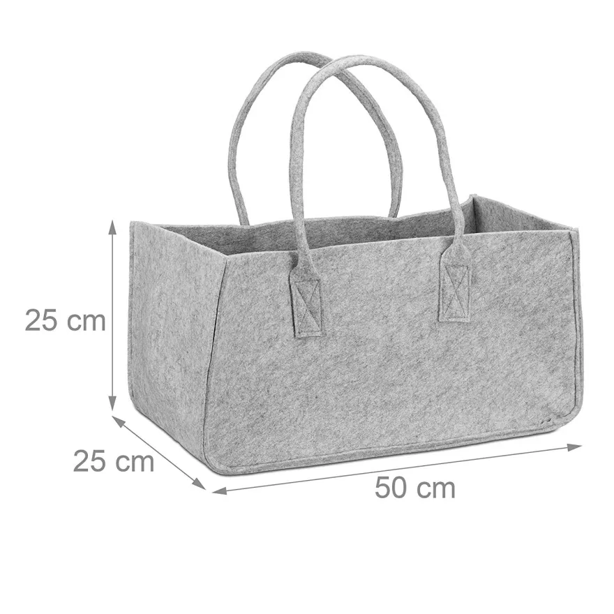 Filztasche Kaminholz Hellgrau Tragetasche, Felt Bag