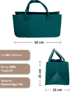 Filztasche Kaminholz Petrol Tragetasche, Felt Bag