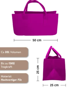 Filztasche Kaminholz Pink Tragetasche, Felt Bag