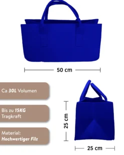 Filztasche Kaminholz Royalblau Tragetasche, Felt Bag