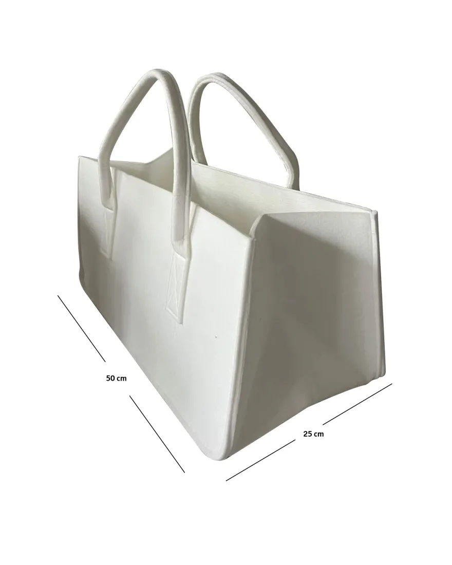 Filztasche Kaminholz Weiß Tragetasche, Felt Bag
