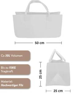 Filztasche Kaminholz Weiß Tragetasche, Felt Bag