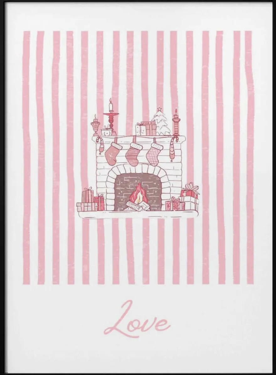 Fireplace Love - Pink Stripes