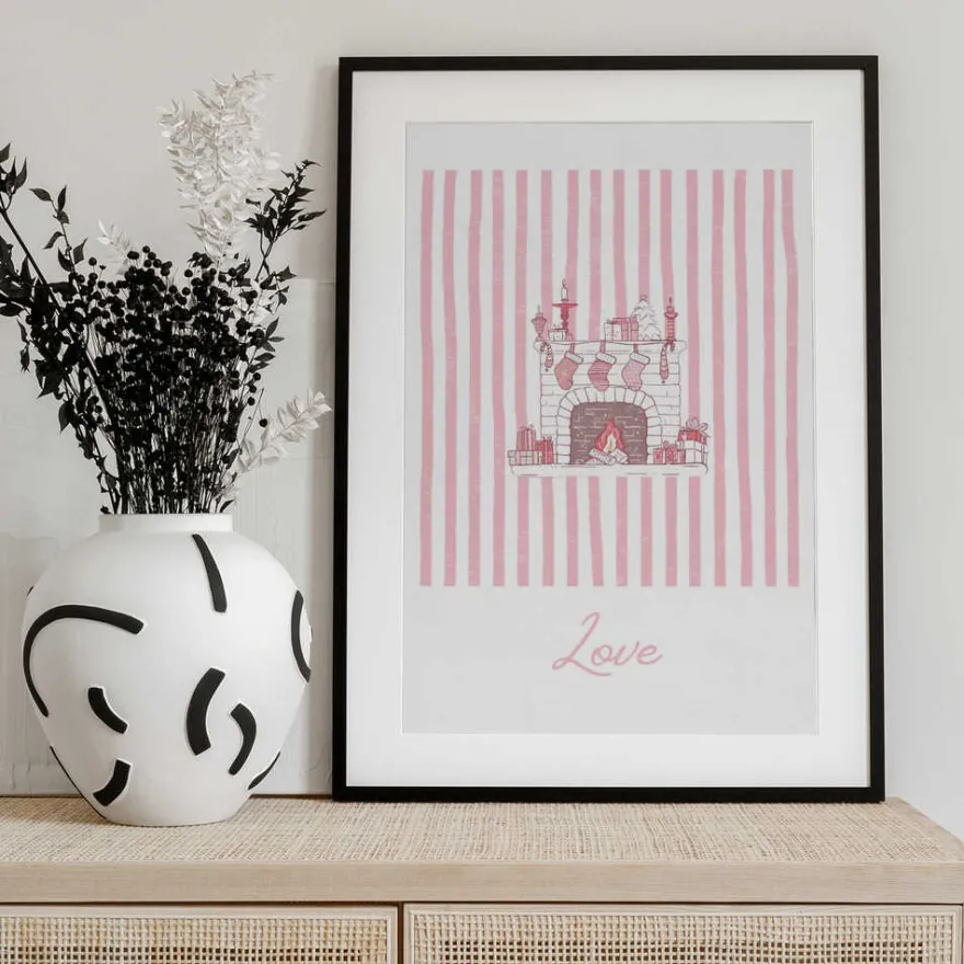 Fireplace Love - Pink Stripes