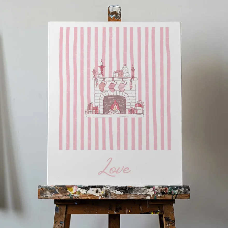 Fireplace Love - Pink Stripes