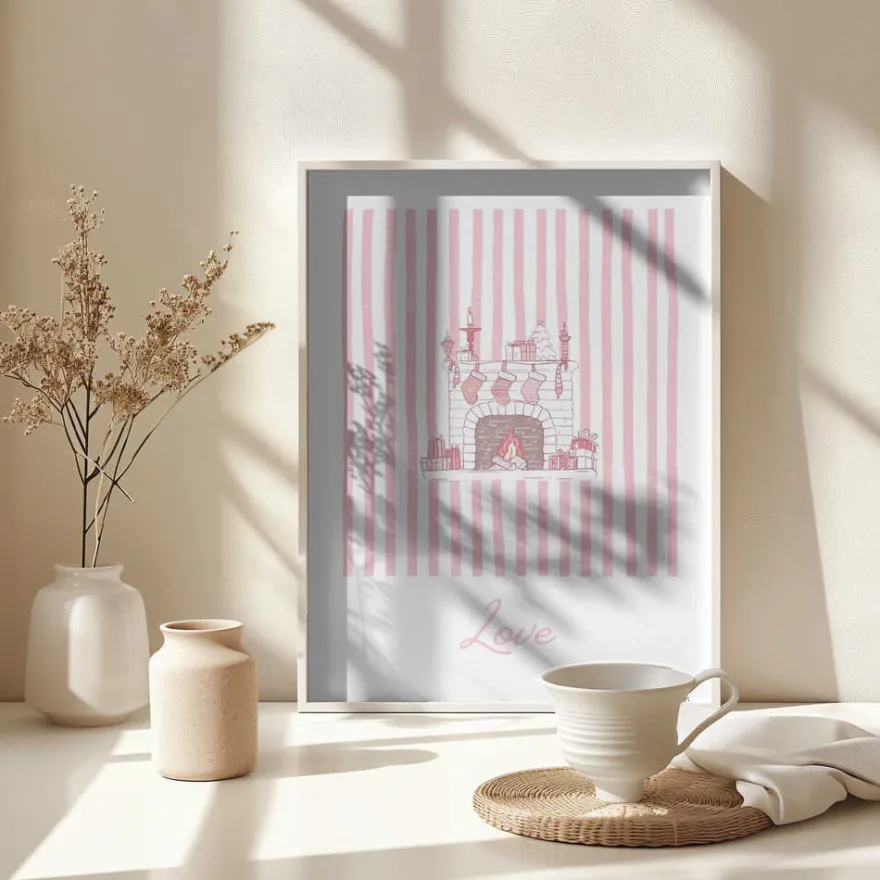 Fireplace Love - Pink Stripes