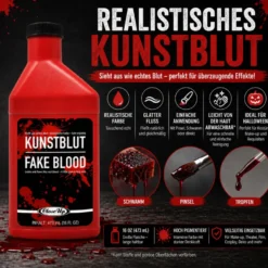 Flasche Kunstblut Theater-Blut Filmblut rot 473 ml, Halloween