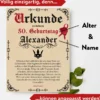 Geburtstags Urkunde Personalisierbar mit Wunschname + Alter - Pergament Stil Antik Vintage - 30x40 cm