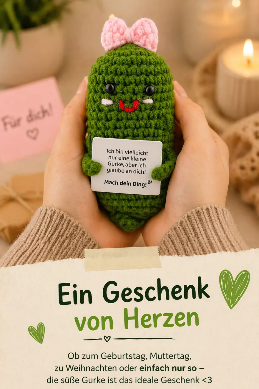 Gemüse Buddies Häkelfigur Gurke mit Schleife