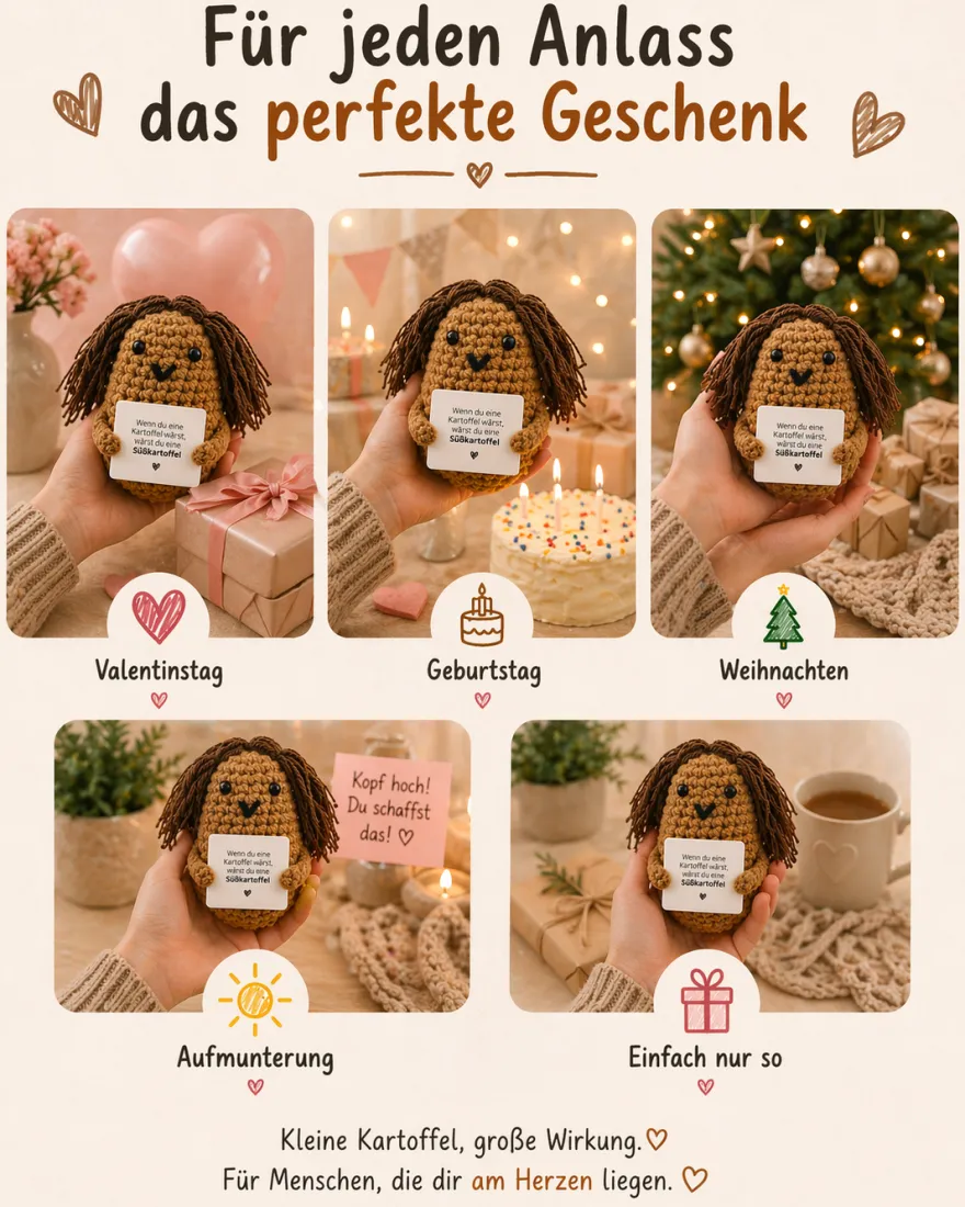 Gemüse Buddies Häkelfigur Kartoffel mit Haaren
