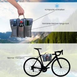 Getränke-Kühltasche Fahrrad mit 6 Fächern