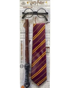 Harry Potter Accessory Set Zauberstab, Brille & Krawatte