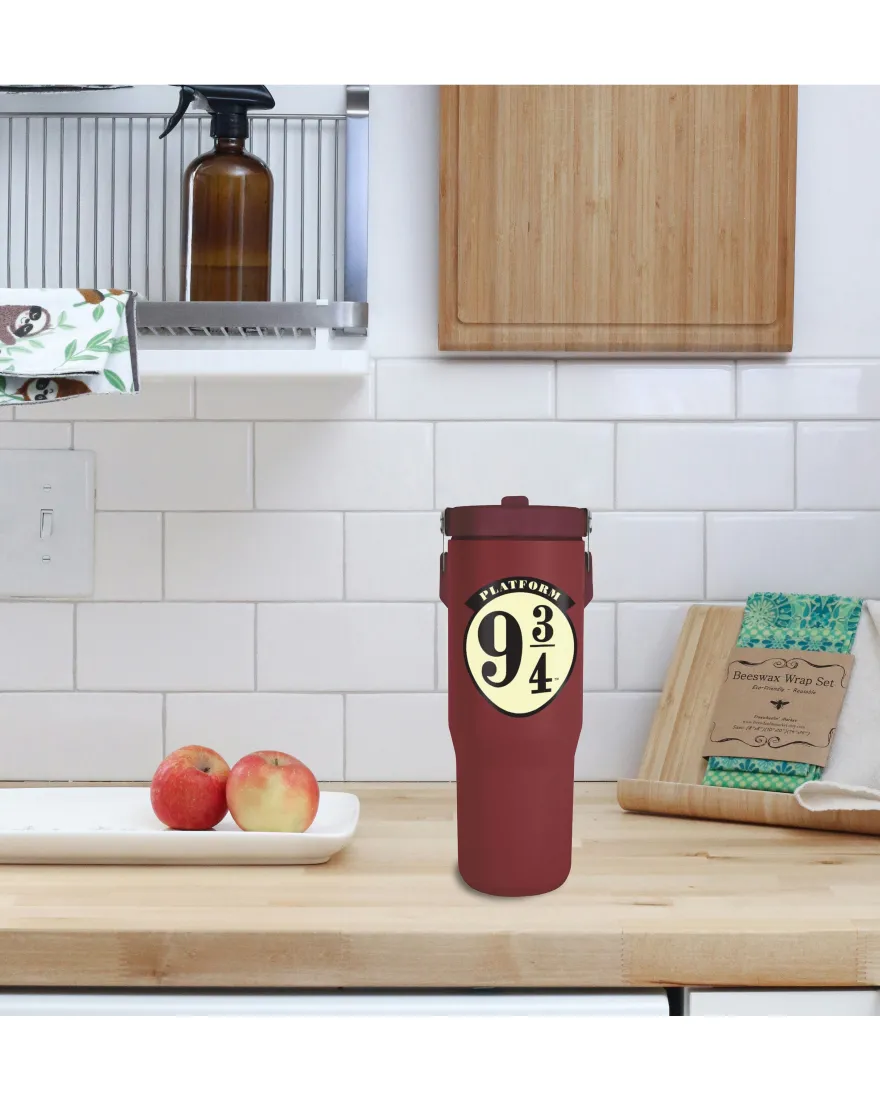Harry Potter 30 oz Tumbler mit Griff & Flip-Strohhalm 0,85l