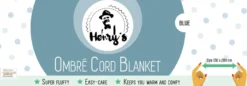 Henry's OMBRÉ CORD Decke blau mit Sherpa-Rückseite 150x200cm