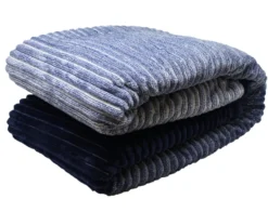 Henry's OMBRÉ CORD Decke blau mit Sherpa-Rückseite 150x200cm