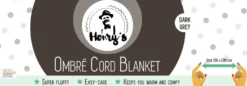 Henry's OMBRÉ CORD Decke grau mit Sherpa-Rückseite 150x200cm