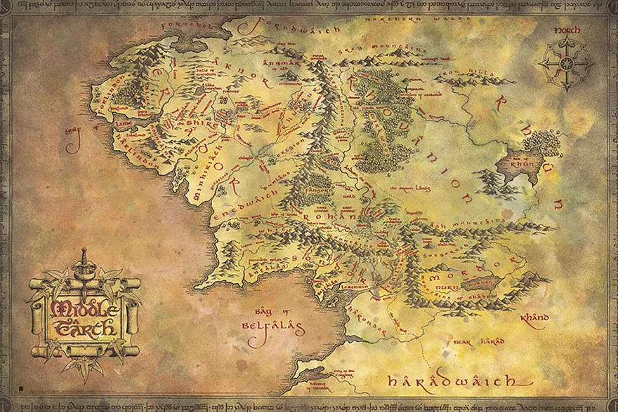 Herr der Ringe Poster Karte von Mittelerde