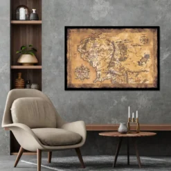 Herr der Ringe Poster Karte von Mittelerde (Dark)