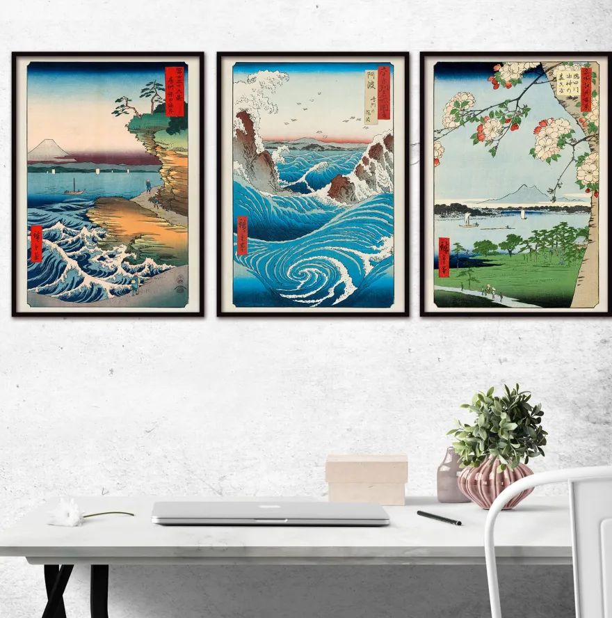 Hiroshige Kunstdruck 3er-Set Papier 250 gr. matt