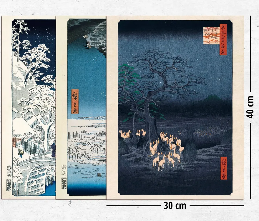 Hiroshige Kunstdruck 3er-Set Papier 250 gr. matt