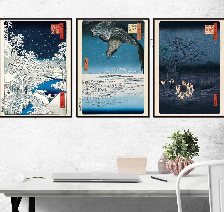 Hiroshige Kunstdruck 3er-Set Papier 250 gr. matt