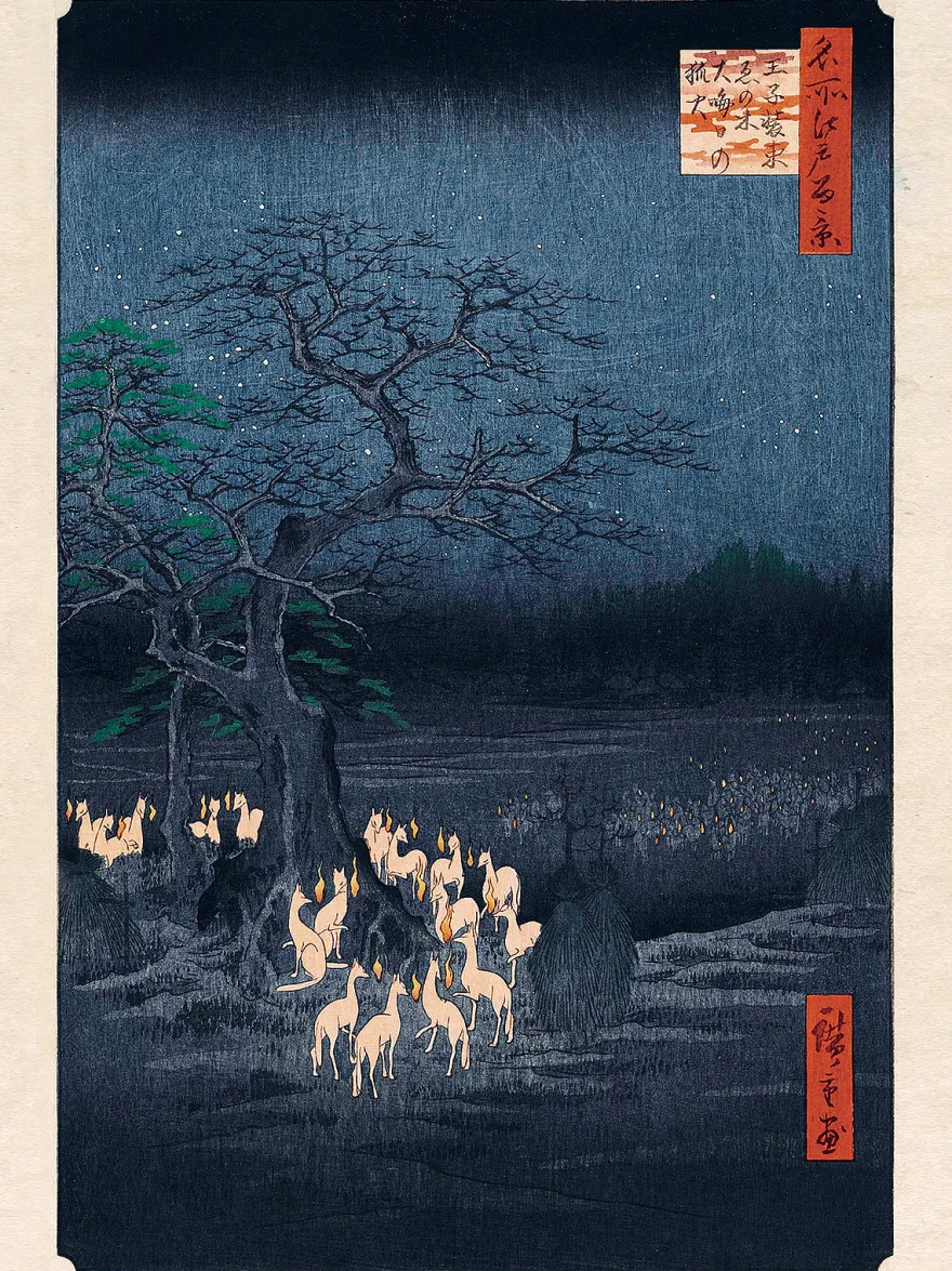 Hiroshige Kunstdruck Fox Fires on New Year's Eve at