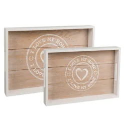 Holz Tabletts I Love My Home 2er Set