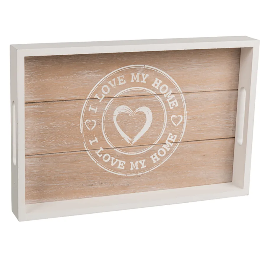 Holz Tabletts I Love My Home 2er Set