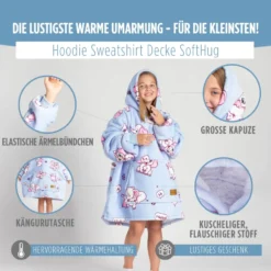 Hoodie Sweatshirt Decke Kids Elefanten, One Size Kinder