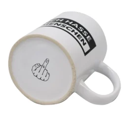 Ich hasse Menschen Tasse rein weiß, bedruckt.