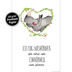 Ich Mag Nashörner Kunstdruck