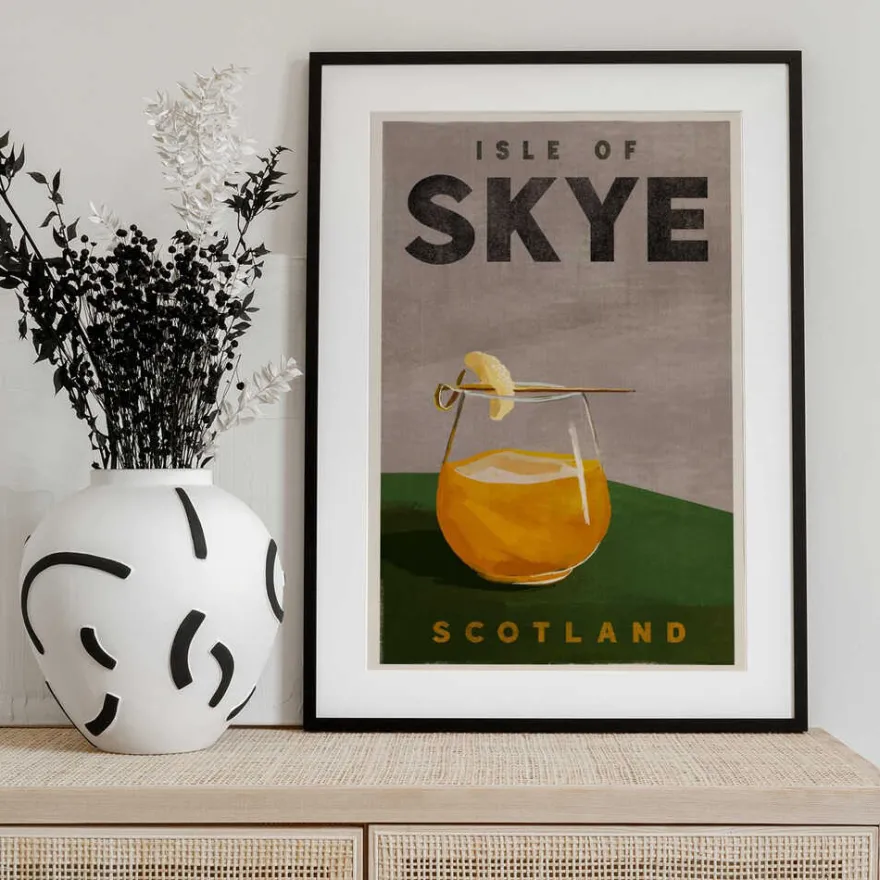 Isle Of Skye Scotland Scotch Cocktail Travel Poster
