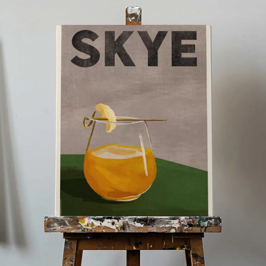 Isle Of Skye Scotland Scotch Cocktail Travel Poster