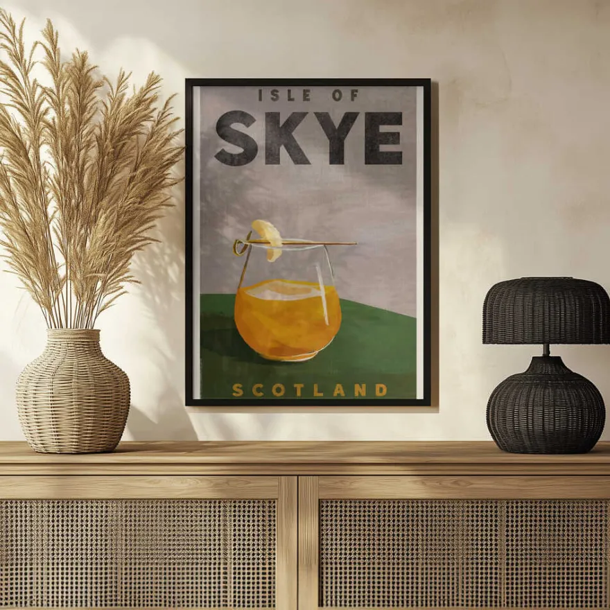 Isle Of Skye Scotland Scotch Cocktail Travel Poster