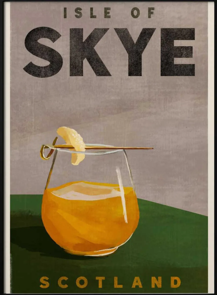 Isle Of Skye Scotland Scotch Cocktail Travel Poster