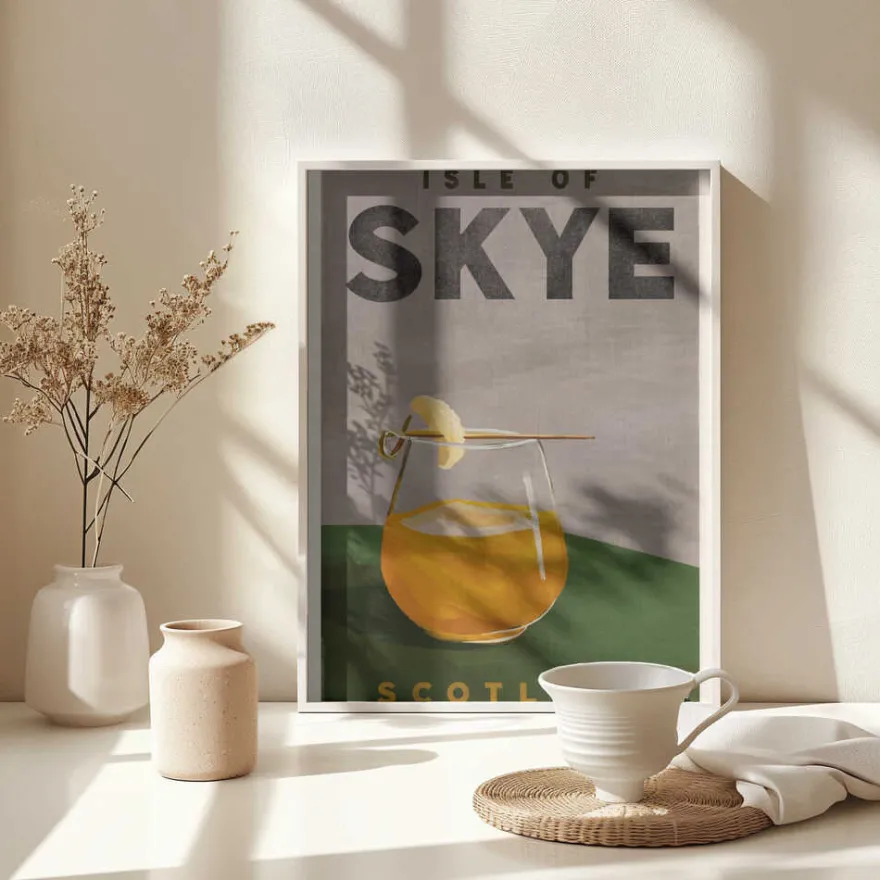 Isle Of Skye Scotland Scotch Cocktail Travel Poster