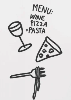 Italian Trio Delight Poster | Pizza, Pasta & Wine | in verschiedenen Größen | by Athene Fritsch