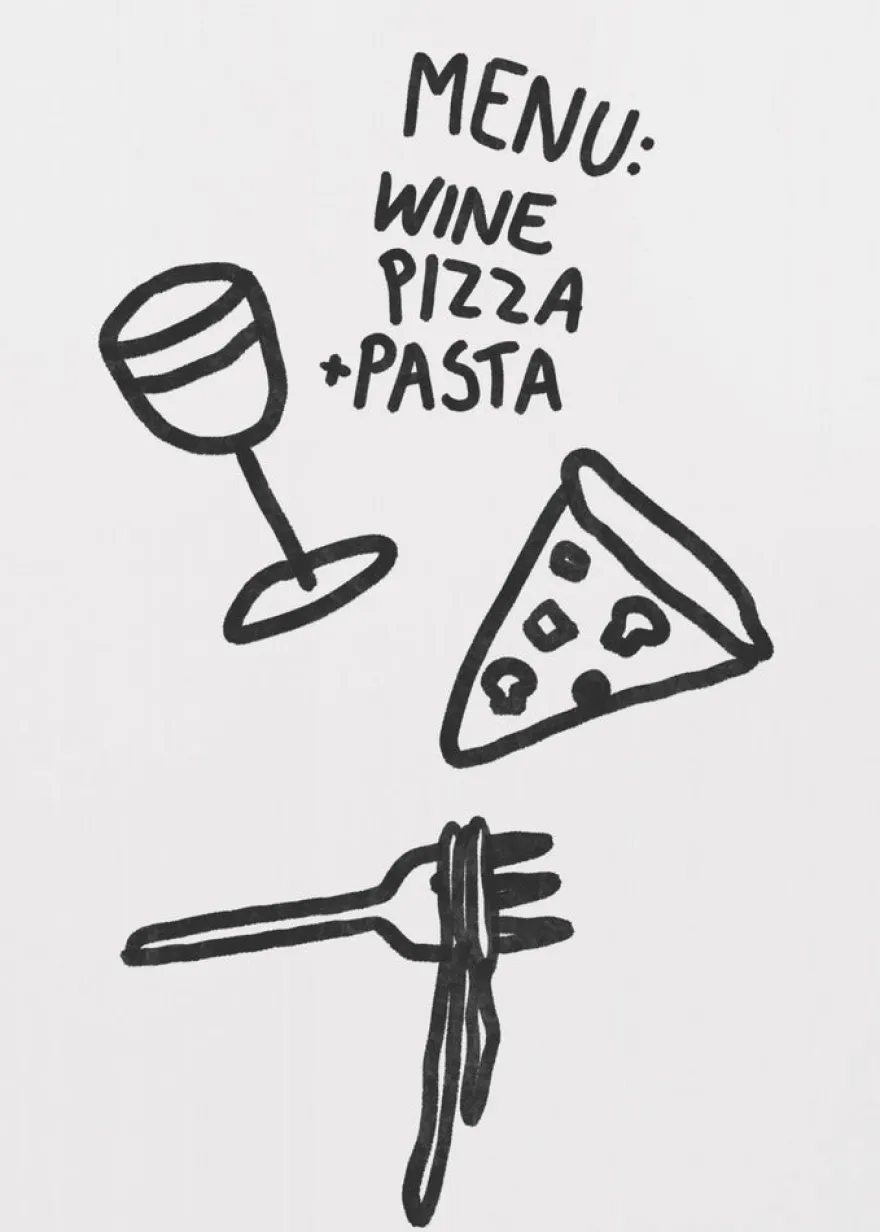 Italian Trio Delight Poster | Pizza, Pasta & Wine | in verschiedenen Größen | by Athene Fritsch