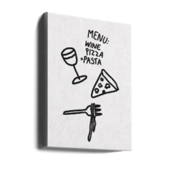 Italian Trio Delight Poster | Pizza, Pasta & Wine | in verschiedenen Größen | by Athene Fritsch