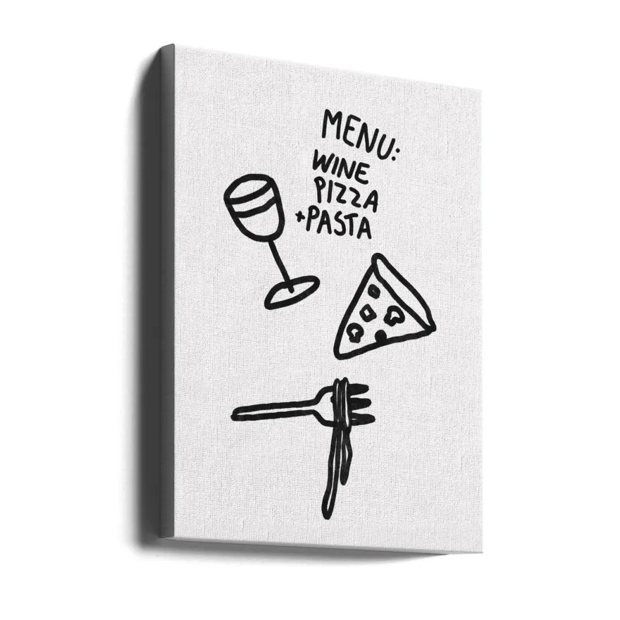 Italian Trio Delight Poster | Pizza, Pasta & Wine | in verschiedenen Größen | by Athene Fritsch